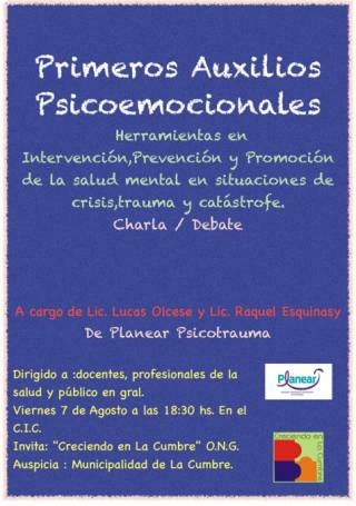 CHARLA / DEBATE: PRIMEROS AUXILIOS PSICOEMOCIONALES