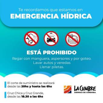 EMERGENCIA HIDRICA EN LA CUMBRE: COMIENZAN LOS CORTES